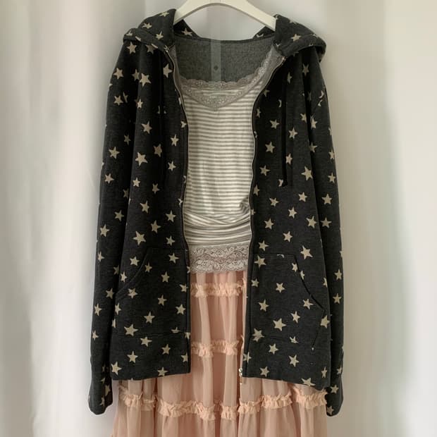 빈티지 별후드 코디세트