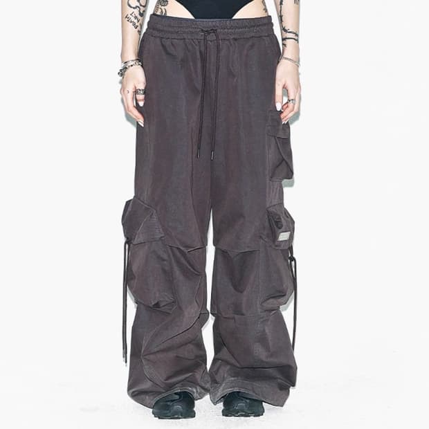 와이이이엘 포켓와이드밴딩팬츠 / 다크그레이