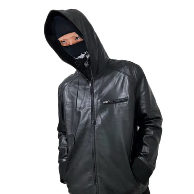 Liugoo Leather  후디 양가죽레더자켓