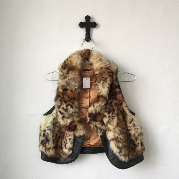 Leopard pattern fake fur vest