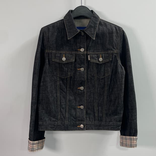 버버리 우먼스 노바체크 흑청 데님 자켓 (on.474)