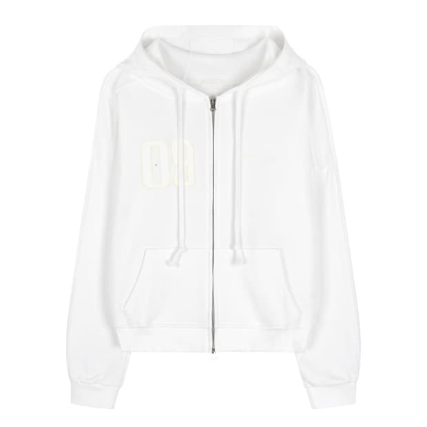 클리시어 09 넘버링 후드집업 화이트