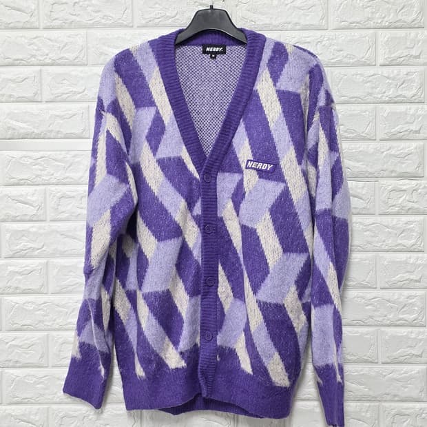 택포_ 21s 널디 패턴 가디건 퍼플 XL