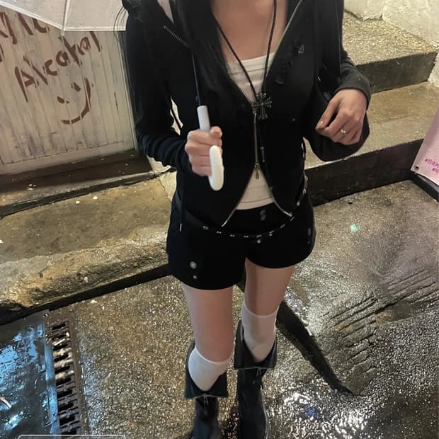 511비전 시티 프릴 집업 후디 블랙