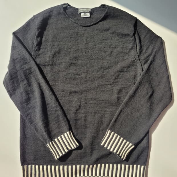 꼼데가르송 옴므 듀 엣지 롤넷 소매 디테일 니트 L