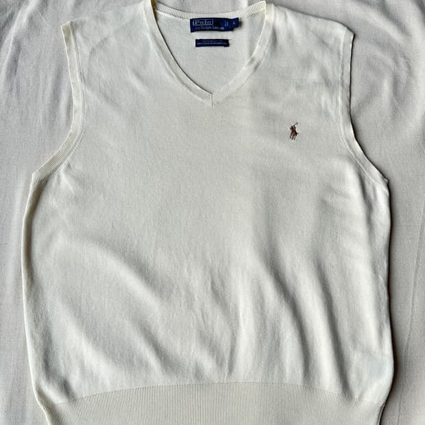 폴로 랄프로렌 피마코튼 니트 베스트 아이보리 L