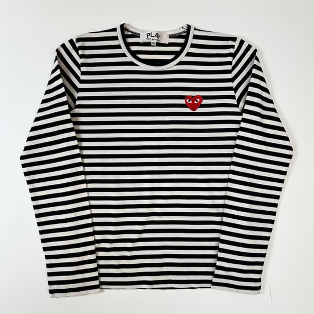 꼼데가르송 플레이 하트와펜 보더 롱슬리브 M 