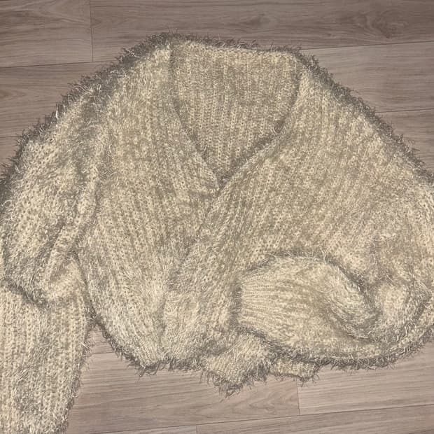 빈티지 앙고라 부클 퍼 가디건