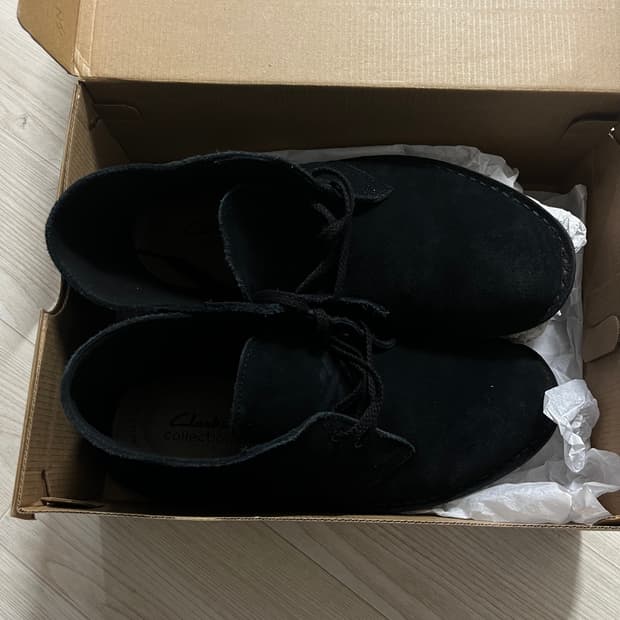 클락스 부시에이커 데저트부츠 260 와이드 블랙