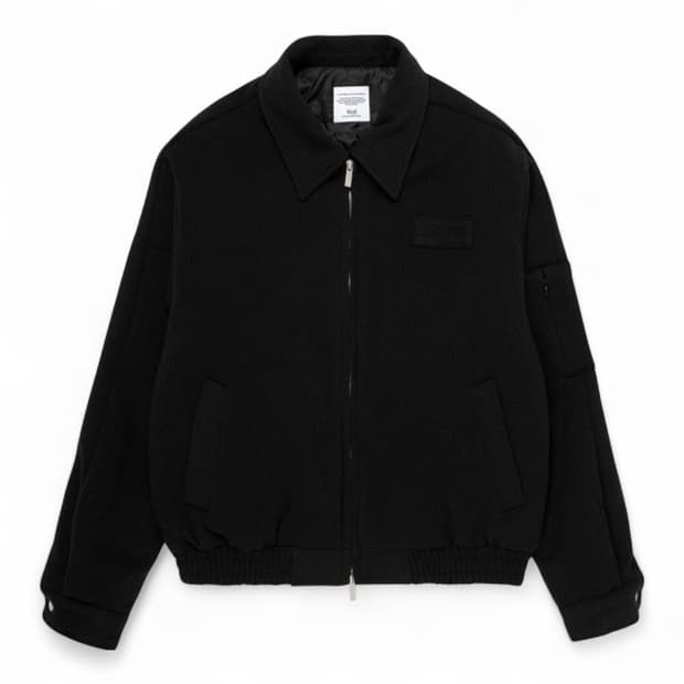 [새상품] 와르 울 미니멀 항공 점퍼 블랙