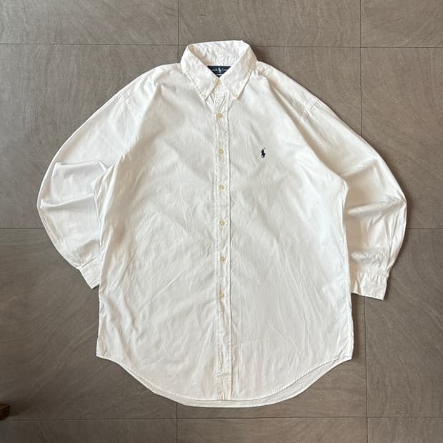 폴로 화이트 클래식 포니 로고 포플린 셔츠
