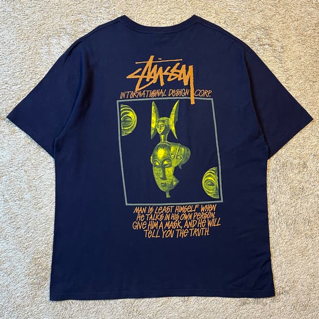 스투시 STUSSY 마스크드 반팔 티셔츠 네이비