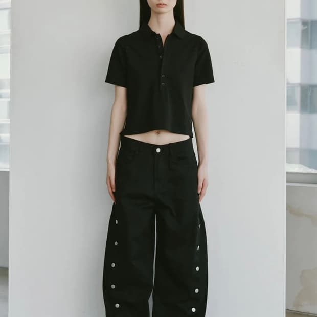 플리즈프로젝트 SIDE CURVED BUTTON PANTS
