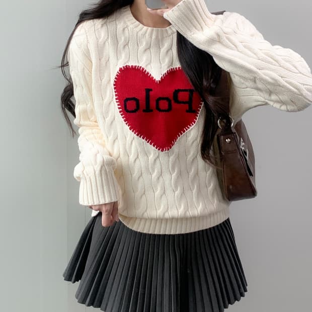 폴로 하트 니트