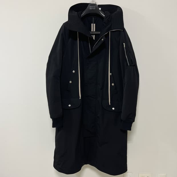 릭오웬스 17FW 다크쉐도우 후드 롱 파카 블랙