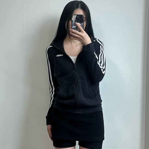 아디다스 사이드라인 블랙 후드집업