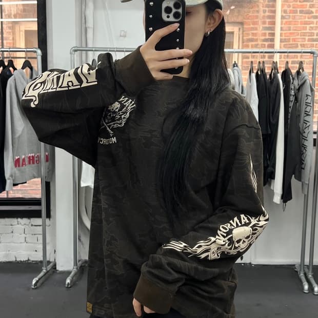 밴슨 레더 사이드로고 카모 롱슬리브