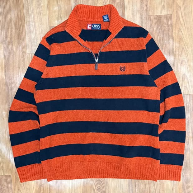 챕스랄프로렌  단가라 반집업 니트 L