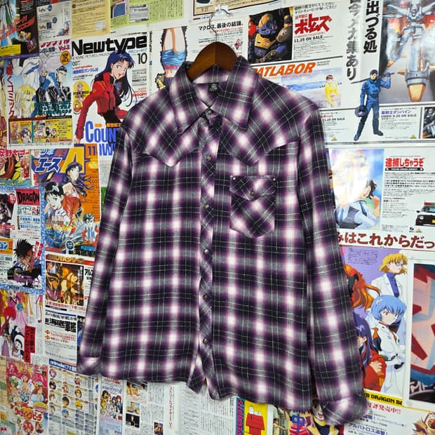 JPN 퍼플 타탄 체크 웨스턴 셔츠