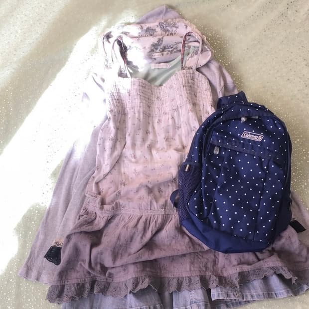 마루 빈티지 모리걸 잔꽃 그라데이션 리버시블 원피스