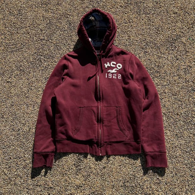 홀리스터(HOLLISTER) 버건디 헤비웨이트 후드집업