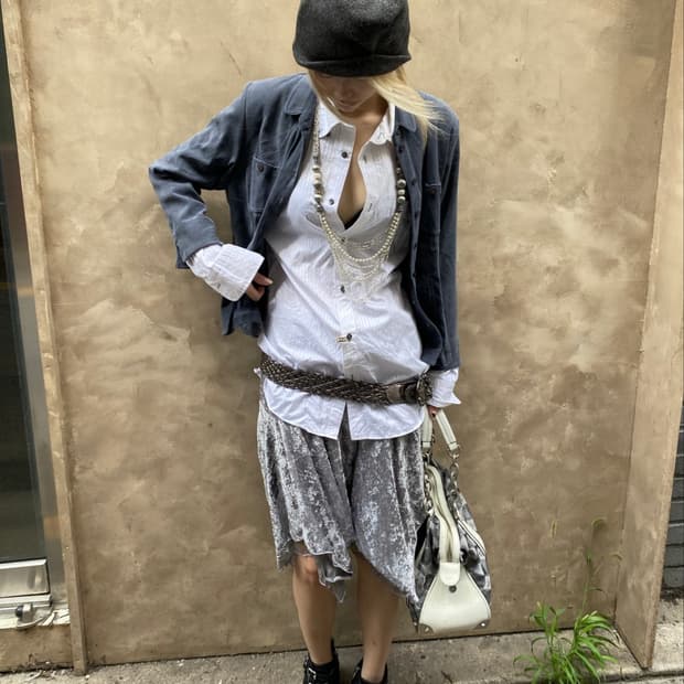 (Burberry Black Label)Over-Size White Sh