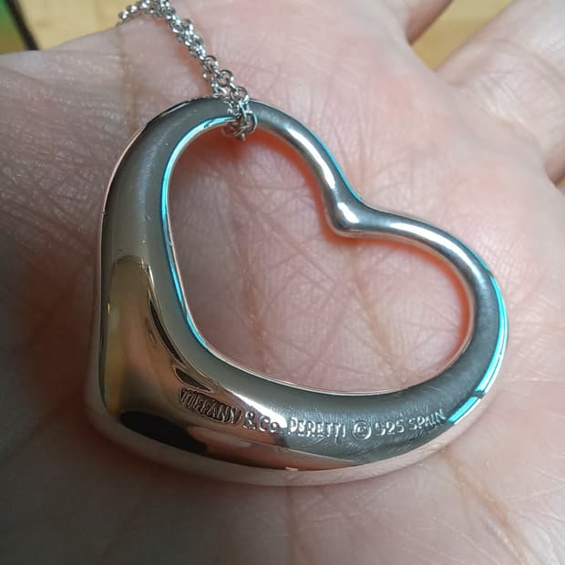티파니 실버 오픈하트 롱목걸이(36mm)