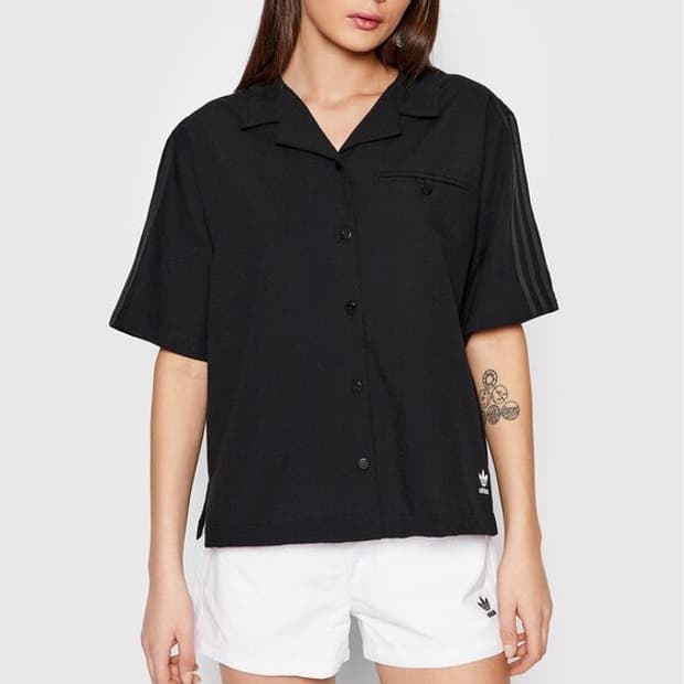 L 아디다스 우먼스 아디컬러 클래식 포플린 반팔 셔츠