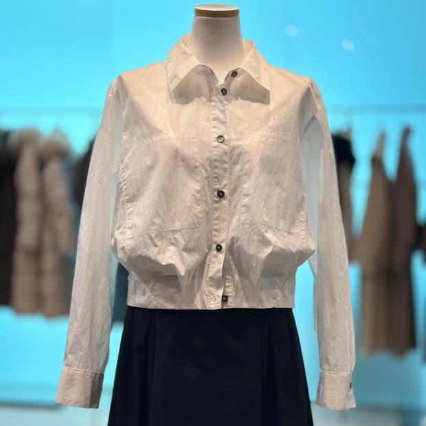 보브 자카드밴딩 햄 블라우스 66사이즈