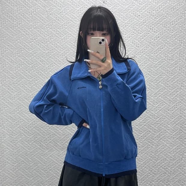 아디다스 서독 올드스쿨 레트로 블루 희귀 스웻 져지 집업 L C10817