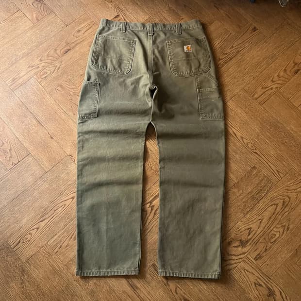 [36]칼하트 USA 더티워싱 모스그린 싱글니 카펜터 워크 팬츠