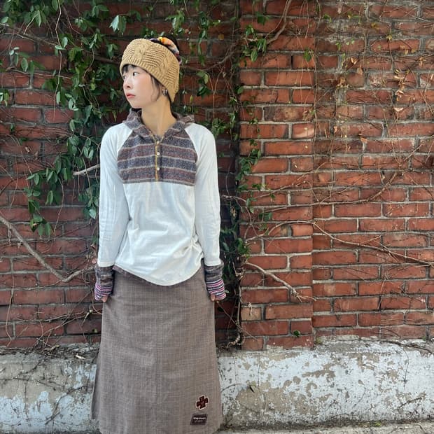 drugstores 일본무드 체크패턴 롱스커트