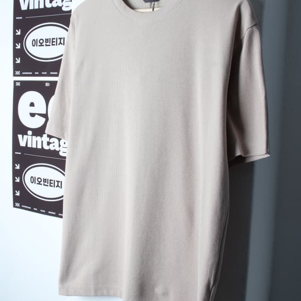 (L-XL) 앤드지 반팔 티셔츠 새상품 와플 베이지 무지-H32801