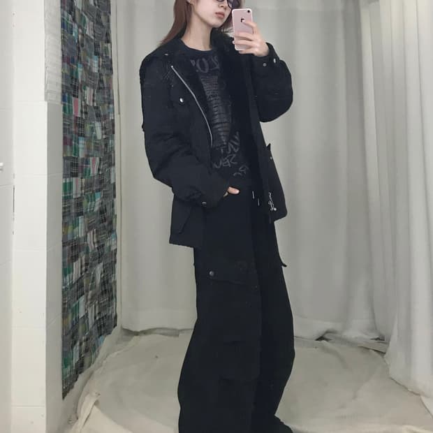 빈티지 데일리 블랙 코지 펑크 코디 세트