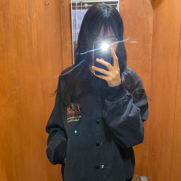 (XL) Grand Casino 빈티지 블랙 데님 워크 자켓