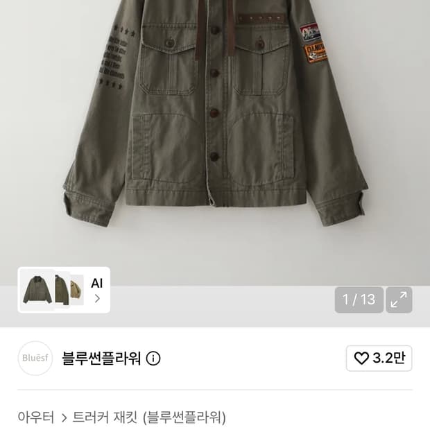 블루썬플라워 빈티지 후드자켓