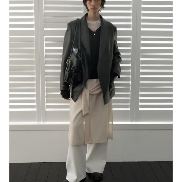 마조네 타이 레이어드 니트 스커트