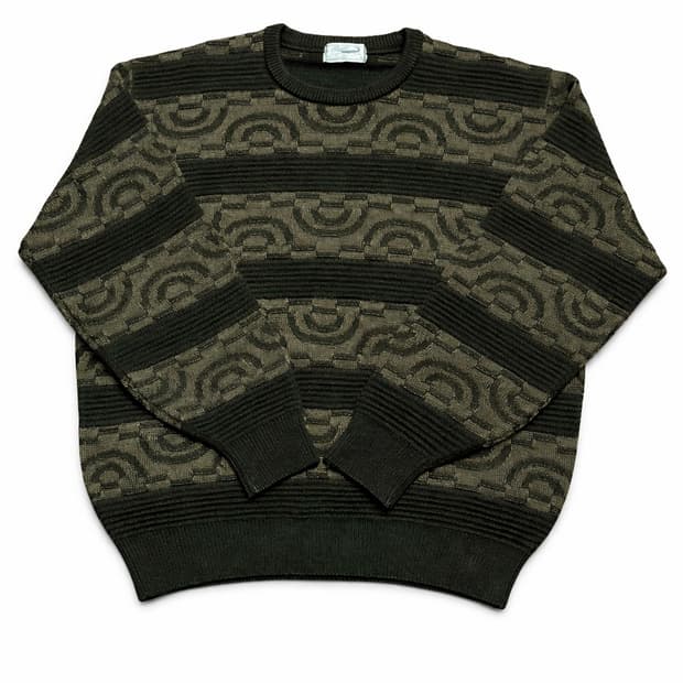 JPN 90s 일본 빈티지 크로커다일 자카드 보헤미안 패턴 니트 스웨터