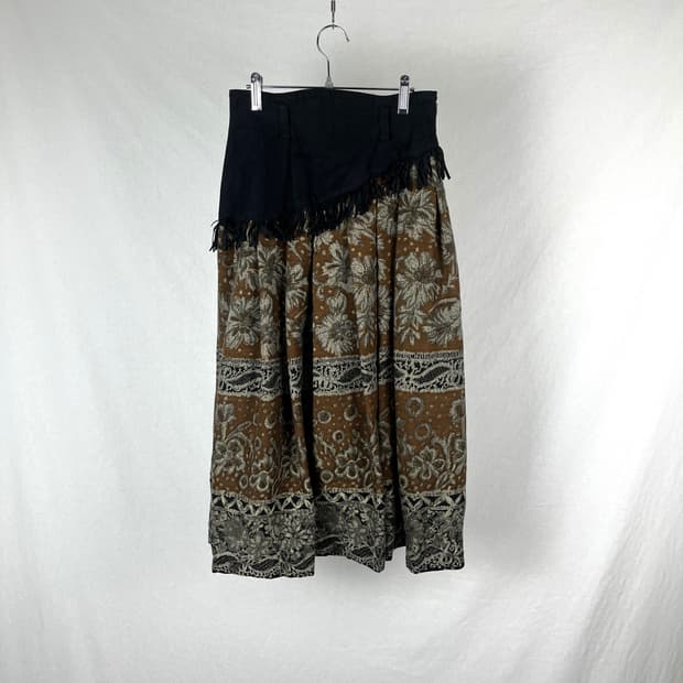 Vintage (maede in japan) 스웨이드 프린지 롱 스커트 