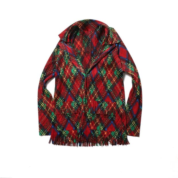 Pleats Please Check Pattern Pleats Cardi