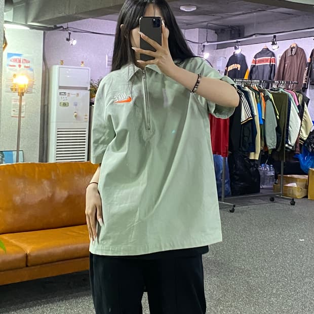 나이키 NSW 트렌드 오버핏 반집업 반팔 티셔츠B4855