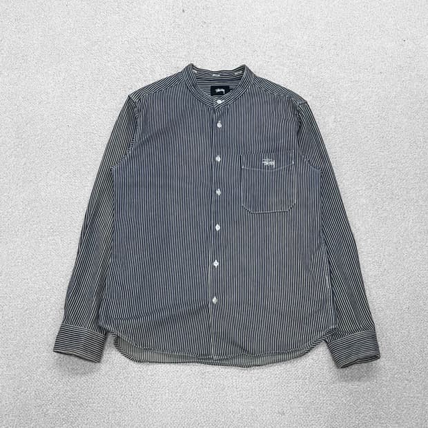 스투시 Stussy 차이나 카라 스트라이프 데님 셔츠