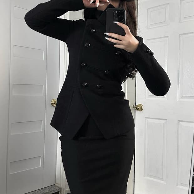 빈티지 더블 자켓 하이넥 숏 코트