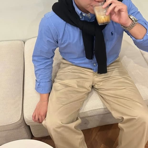 폴로랄프로렌 포플린셔츠 블루 커스텀핏 L 새상품