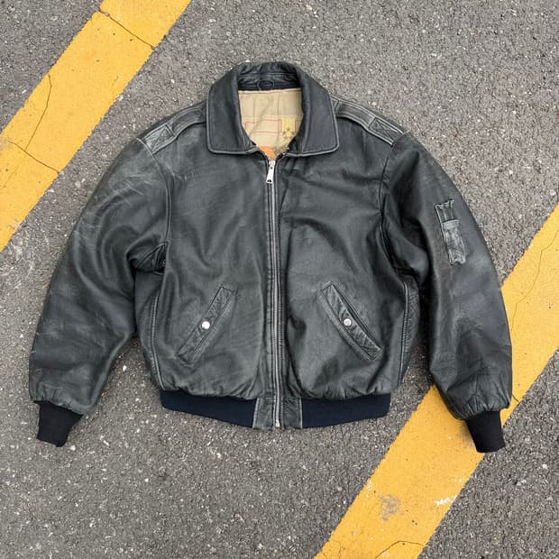 80s Vintage Creeks MA1 가죽자켓