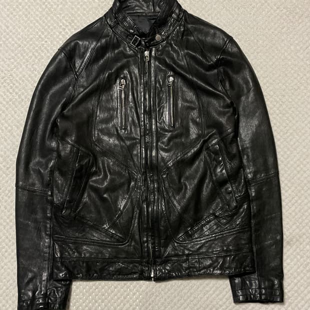 광희시장 웨스턴 무드 램스킨 양가죽 절개 레더 자켓