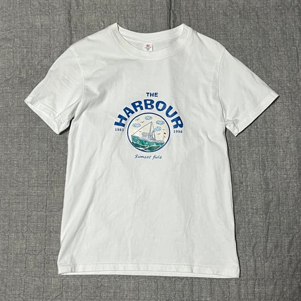 하버 프린트 보세 반팔 M 여성 유니클로 하버 반팔티