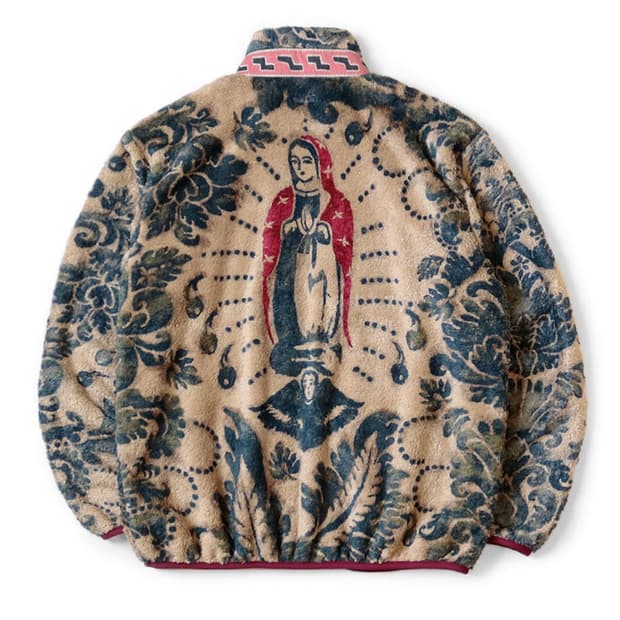 캐피탈 다마스크 패턴 마리아 플리스 집 블루종 베이지