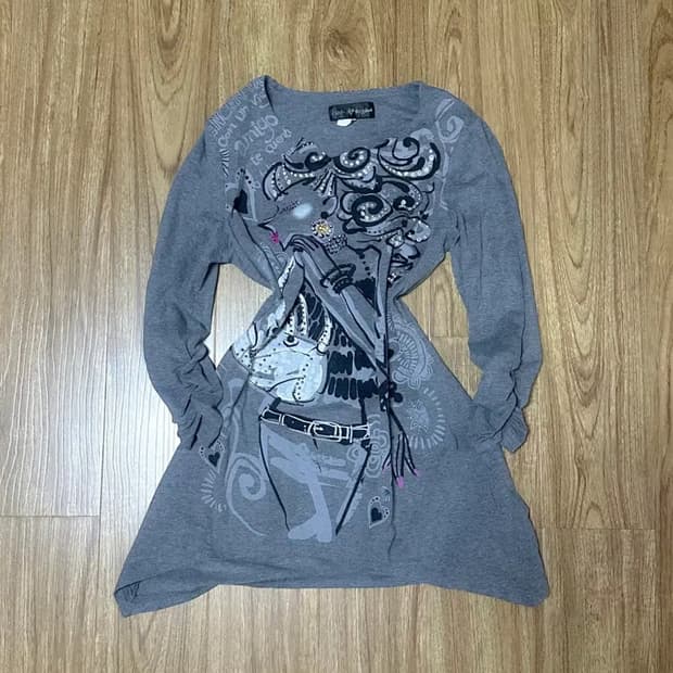 빈티지 와투케 티셔츠 원피스 오네갸루 로걀 라떼 오리엔탈 긱시크 고딕