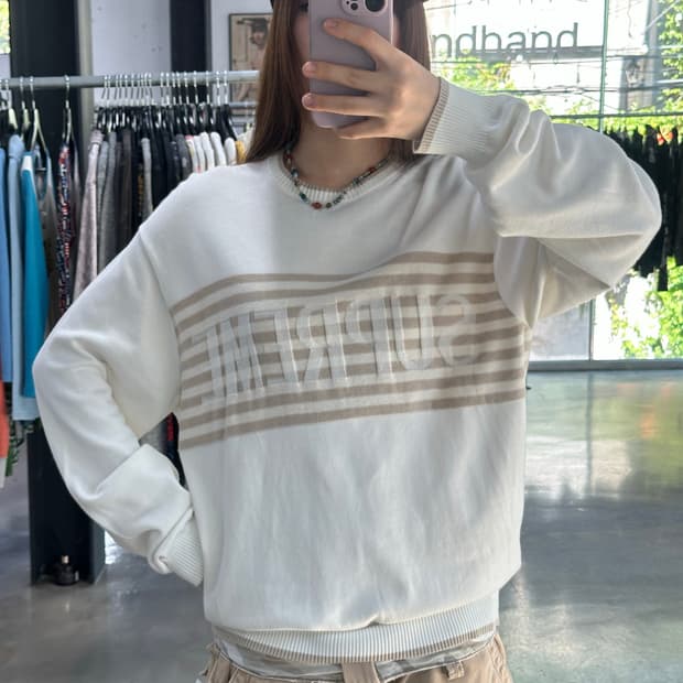 슈프림 20SS 체스트 스트라이프 스웨터 아이보리